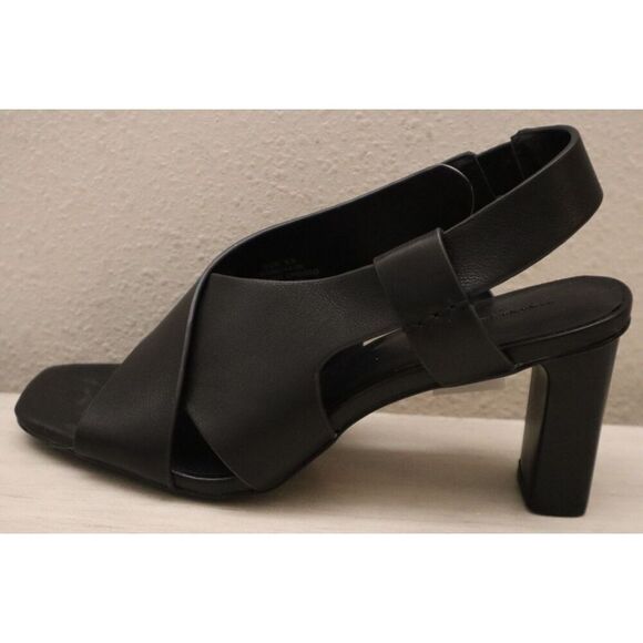 Banana Republic 888144 Women Sz 8.5 Black Leather Crossover Heeled Sandals - Picture 8 of 13